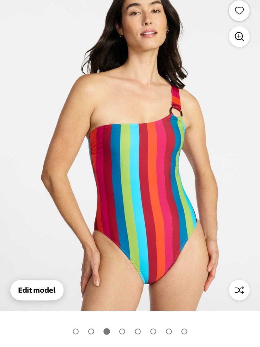 NWT XL One-Shoulder Rainbow Stripe Swimsuit
